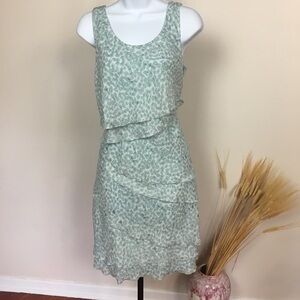 Blue unique tiered sleeveless ruffle dress. TAIFUN